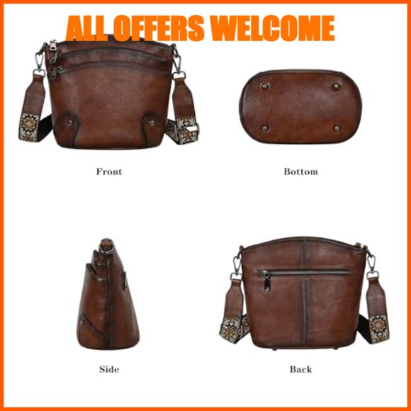 Leather Crossbody Bag with Adjustable Straps and Multiple Pockets - Picture 5 of 7